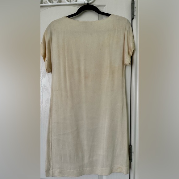 FRENCH CONNECTION OFF WHITE FANCY SEQUIN SHORT SLEEVES PARTY DRESS SIZE 4 - Picture 4 of 7